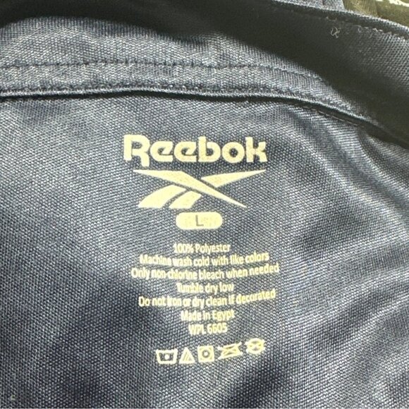 Reebok Mens Blue Long Sleeve 1/4 Zip Performance Top L Soccer Jogging Athleisure - Picture 4 of 9